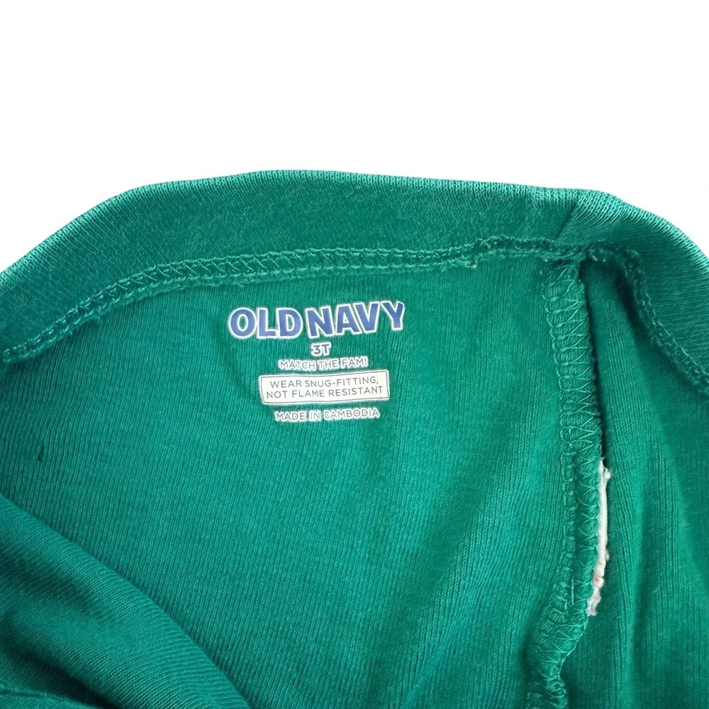 Old Navy Pajamas Elf Costume Green Red Christmas Holiday Kids 3T
